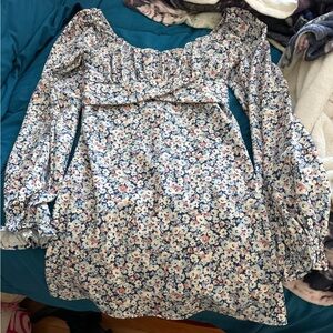 Altar'd State Floral Casual Dress - Blue and White